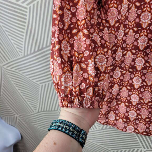 Croft Barrow Top Plus Size 1X Top Pink Floral Casual Comfort 3/4 Sleeve V Neck - Picture 3 of 6